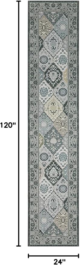 Phantoscope Washable Runner Rug 2'x10' Non-Slip, Vintage Boho Hallway Rugs - Image 2
