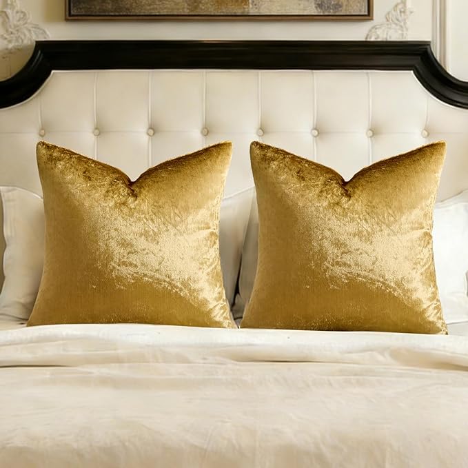 GIGIZAZA Gold Velvet Pillow Covers 26x26 by GIGIZAZAFocusingonhomedecoration