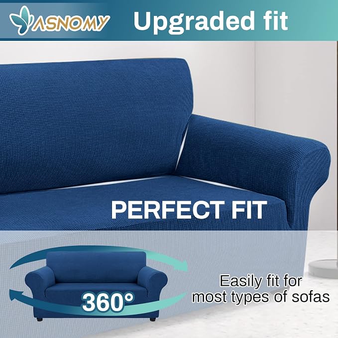 Asnomy Sofa Covers for 2 Cushion Couch Stretch loveseat Covers Slipcovers - Image 5