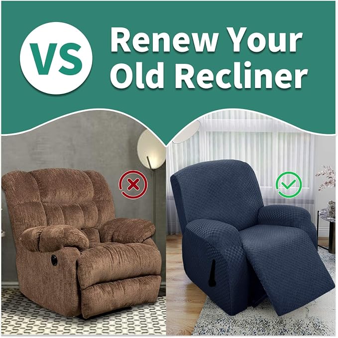 YEMYHOM 4 Pieces Oversized Stretch Recliner Slipcover Latest Jacquard Large - Image 5