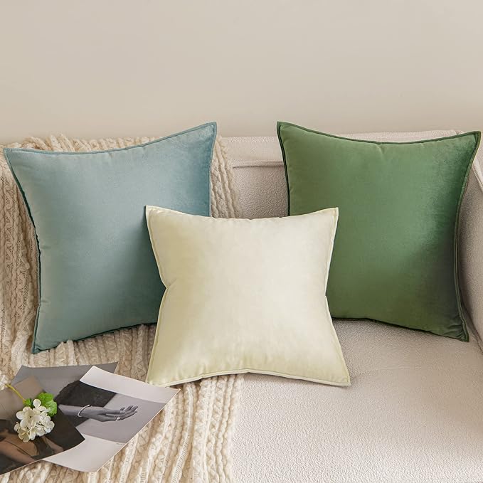MIULEE Moss Green Velvet Throw Pillow Covers 16x16 Soft Decorative Solid Square - Image 8