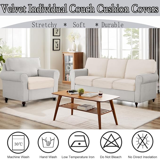 NAISI Couch Cushion Covers 1 Piece Velvet Stretch Sofa Seat Covers or Backrest - Image 5