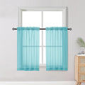 OWENIE Short Aqua Sheer Curtains 36 Inch Length 2 Panels Set, Kitchen Tiers by OWENIE