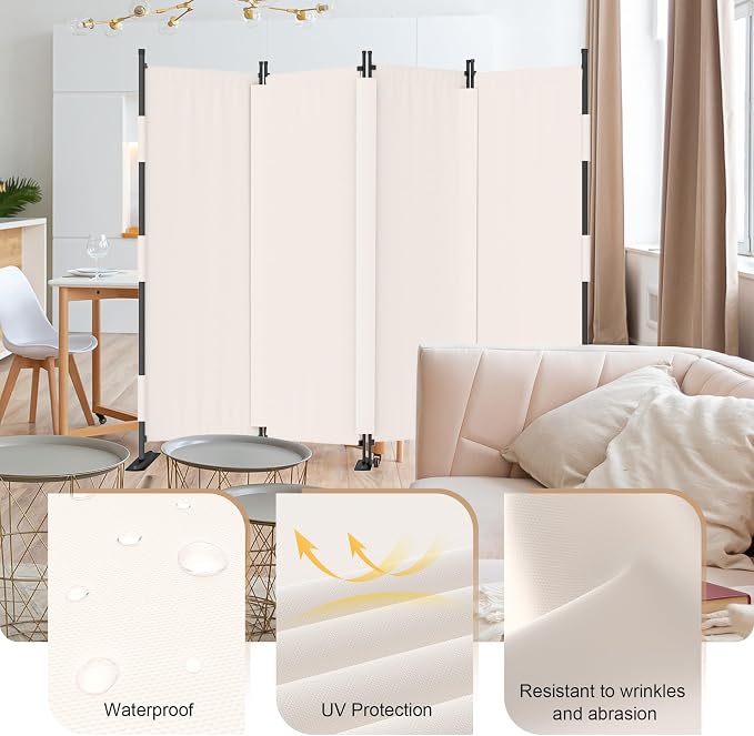 Room Divider, 4 Panel Upgraded Folding Privacy Screen, 88” Highly Secretive - Image 3