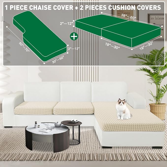 MAXIJIN Couch Cushion Covers for Sectional Sofa, Stretch Sofa Cushion Cover - Image 2