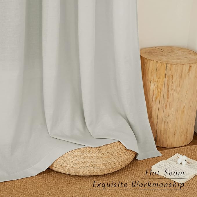 NICETOWN Gray Linen Kitchen Window Curtains Over Sink, Grommet Thick Linen Gray - Image 7