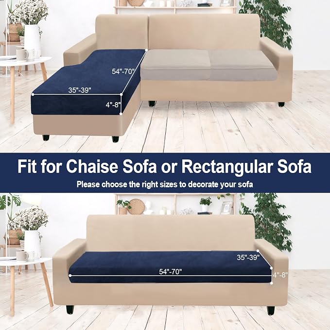 NAISI Sectional Couch Cover 1 Piece Velvet Separate Chaise Lounge Cover Soft - Image 5