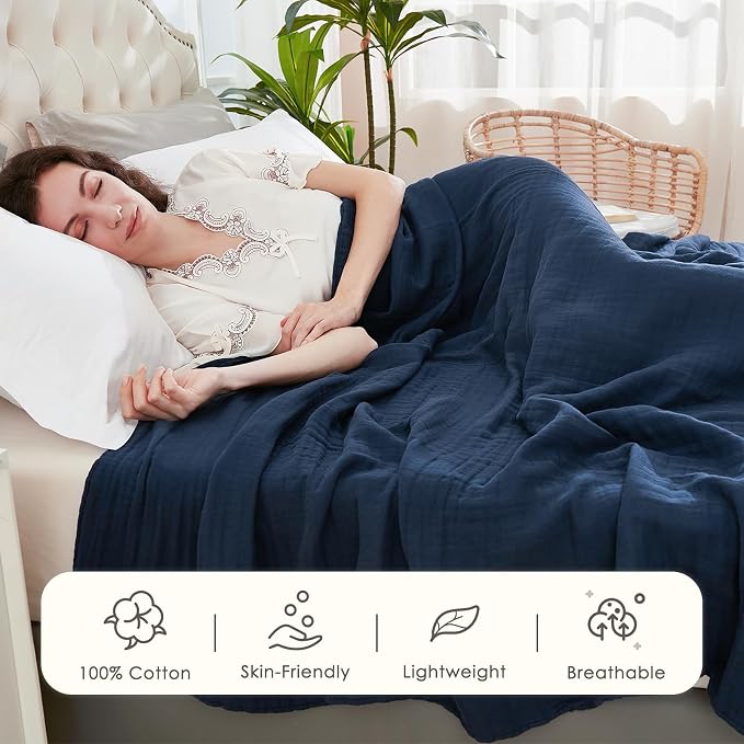 EMME Cotton Muslin King Blanket Big Oversized Bed Layering Bedspread Coverlet - Image 3