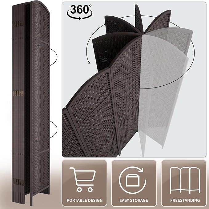Rose Home Fashion Room Divider 5.6 ft.Tall-15.7" Wide Weave Fiber 3 Panels Room - Image 7