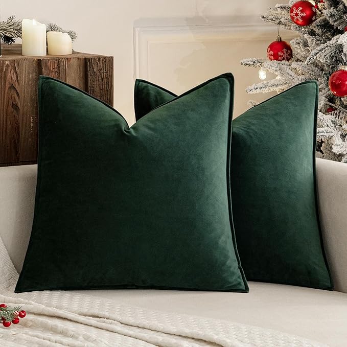 MIULEE Army Green Velvet Throw Pillow Covers 18x18 Soft Decorative Solid Square by MIULEE
