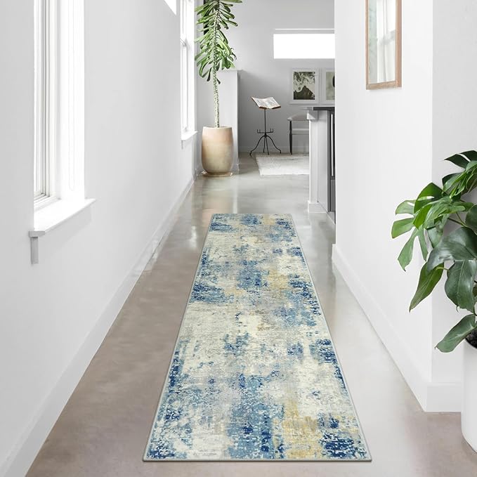 Lahome Modern Abstract Bathroom Runner Rug 2x8, Washable Entryway Rug Runners by Lahome