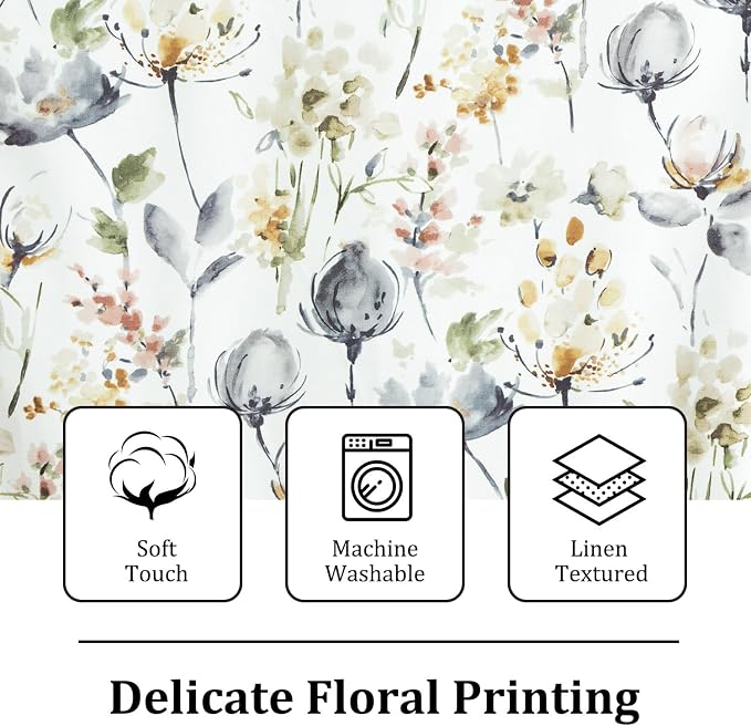 Leeva Modern Kitchen Valances for Windows, Watercolor Flower Print Window - Image 6