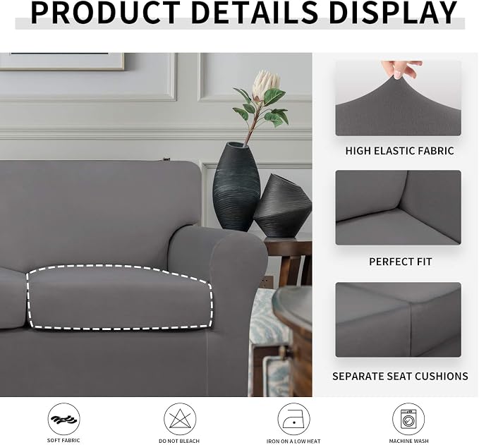 Easy-Going 3 Pieces Stretch Soft Couch Cover - Image 4