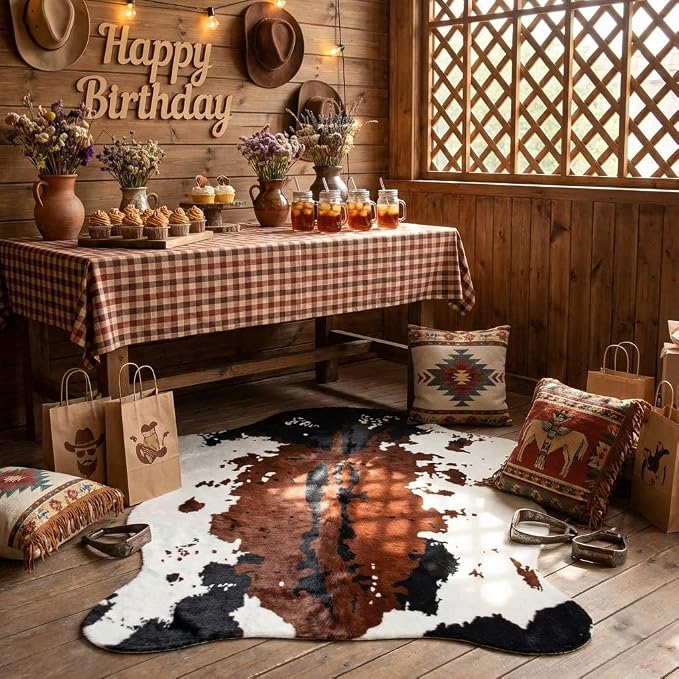 MustMat Faux Cowhide Rug 4'7''×5'3'' Cute and Soft Animal Print Area Rug - Image 5
