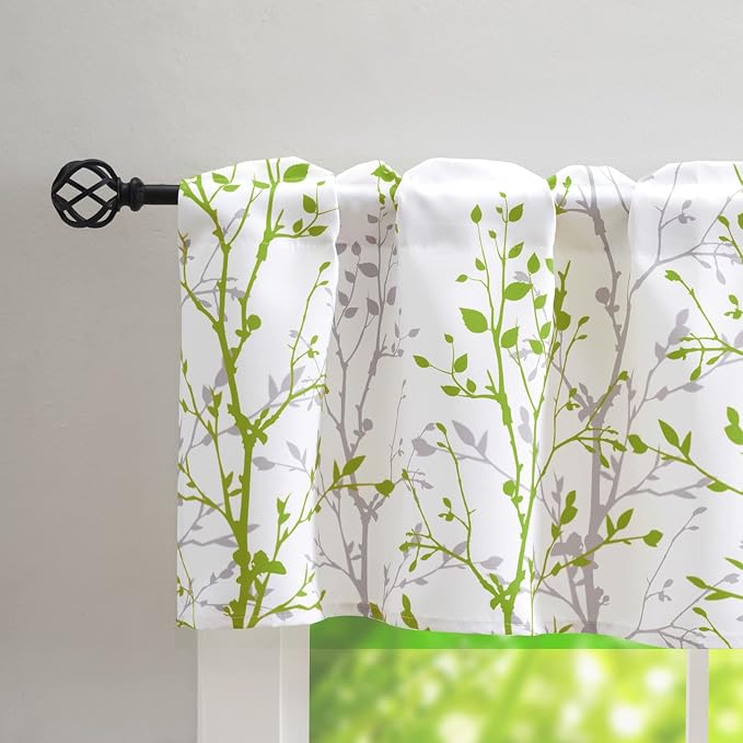 Luvyohmee Kitchen Valances for Windows, Sage Green Valance Curtains, Tree - Image 3
