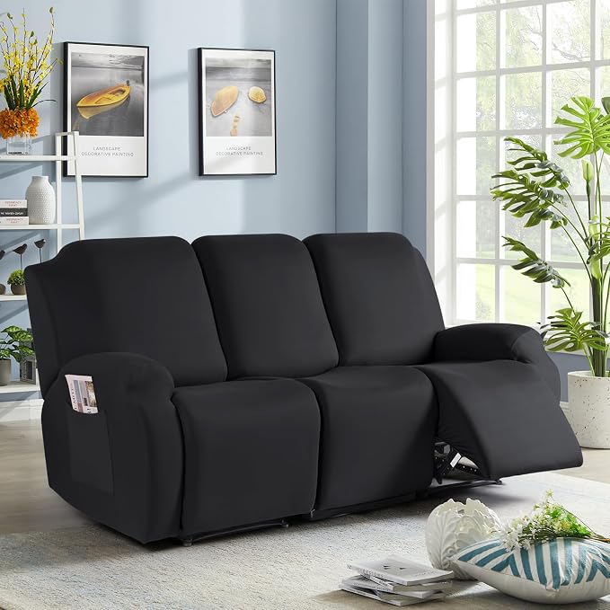 TAOCOCO Recliner Sofa Slipcover, 3 Pieces Polyester Fabric Stretch Sofa Covers - Image 7