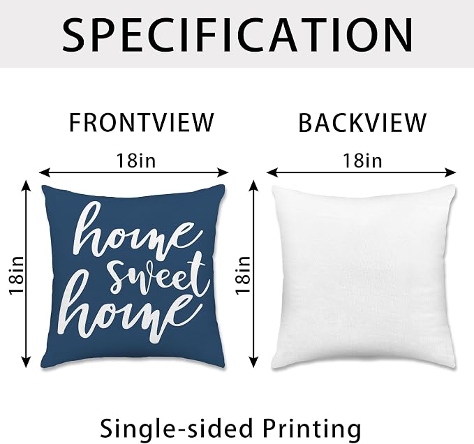 Hexagram Navyblue Geometric Pillow Covers 18x18 Set of 4, Decorative Outdoor - Image 3