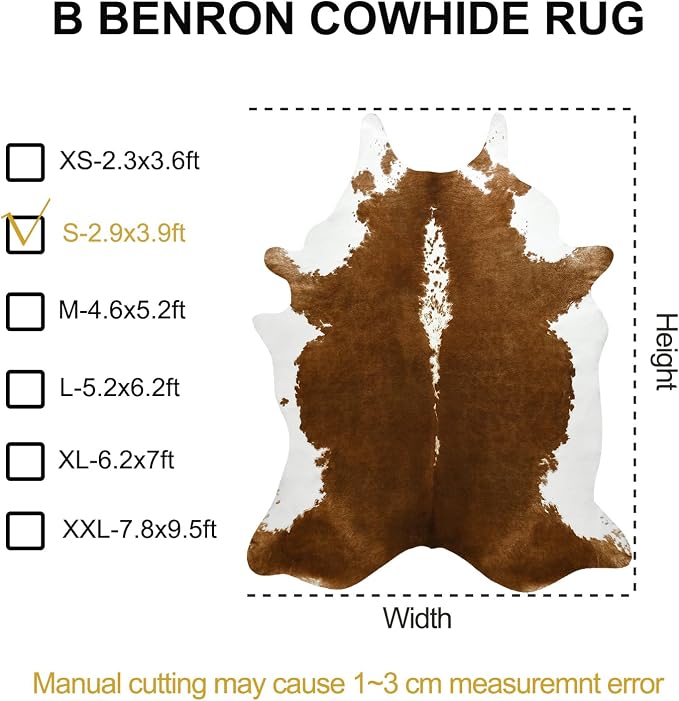 BENRON Small Cowhide Rug, Faux Cow Hide Rugs - Image 3