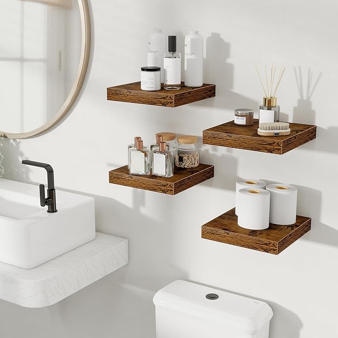 Fun Memories Floating Shelves for Wall, Rustic Wood Wall Mounted Shelves for - Image 2