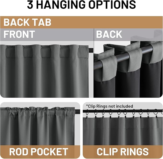 Yakamok Blackout Curtains Thermal Insulated Window Treatment Panels Room - Image 2
