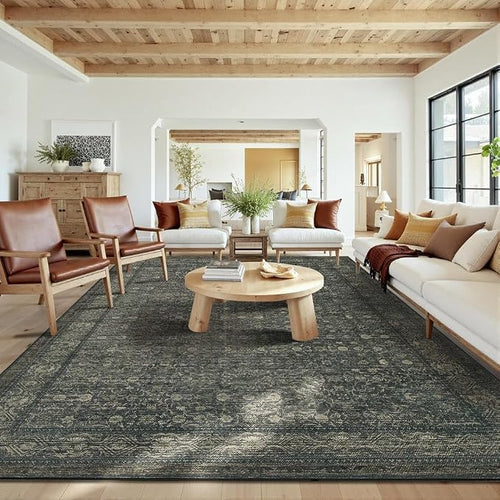 10x14 Washable Area Rug for Living Room, Extra Large, Durable Low Pile Non Slip by Rugxara