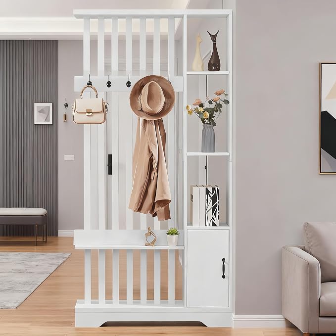 Room Divider with Shelves, Wall Room Divider Bookshelf, Freestanding Wood by SAHISTCT
