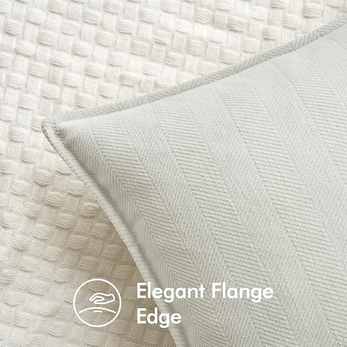 MIULEE Pack of 2 Cream Decorative Pillow Covers 22x22 Inch Soft Chenille - Image 2