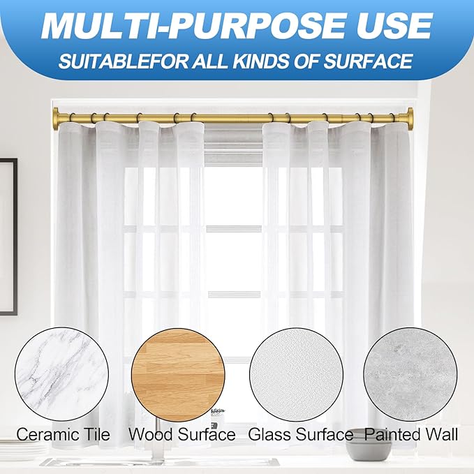 CorkLatta Gold Shower Curtain Rod 31 to 104 Inch, 1 Inch Diameter Adjustable - Image 5