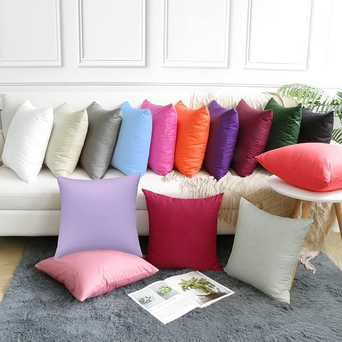 4-Pack 100% Cotton Comfortable Solid Decorative Throw Pillow Case, Thmyo Square - Image 4