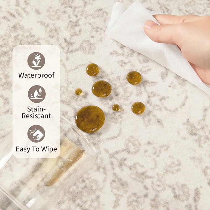 Rugxara 9x12 Extra Large Washable Area Rug, Soft Neutral Vintage Boho Rug - Image 8