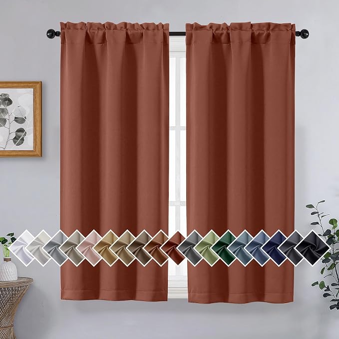OVZME Terracotta Short Blackout Curtains by OVZME