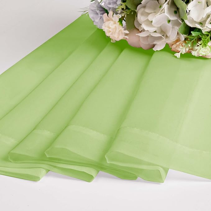 OWENIE Short Lime Sheer Curtains 30 Inch Length 2 Panels Set, Kitchen Curtains - Image 7