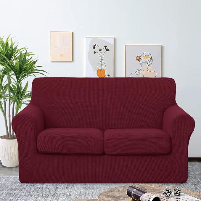 U-NICE HOME 3 Pieces Stretch Loveseat Couch Cover Sofa Cover Washable Sofa - Image 2