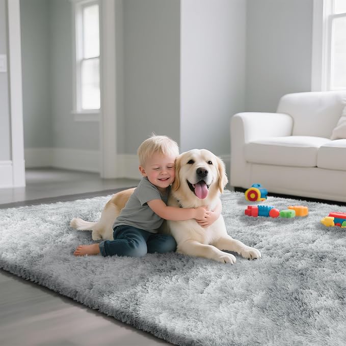 yongyangjuxin Fluffy Rug Shaggy Area Rug, Mottling Grey 8x10 Area Rugs - Image 5