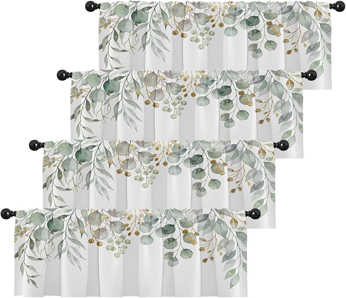 Emvency 4 Pack Valances Window Treatments, 52x12 Inch Rod Pocket by Emvency