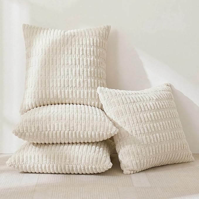 Fancy Homi 4 Packs Boho Cream Decorative Throw Pillow Covers 26x26 Inch - Image 2