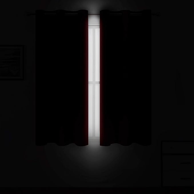 LEMOMO Red Blackout Curtains 34 x 84 Inch Length/Set of 2 Curtain - Image 3