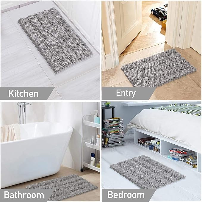 Turquoize Chenille Bath Rugs Shaggy Non-Slip Bath Mat 24 x 36 in Soft Absorbent - Image 6