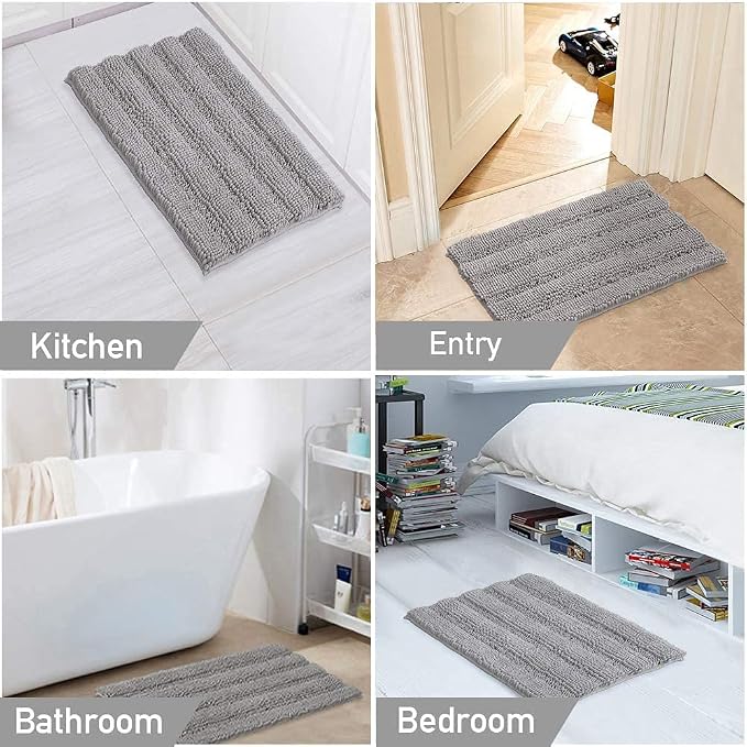 Turquoize Chenille Bathroom Rugs Set Non-Slip Bath Mats - Image 6