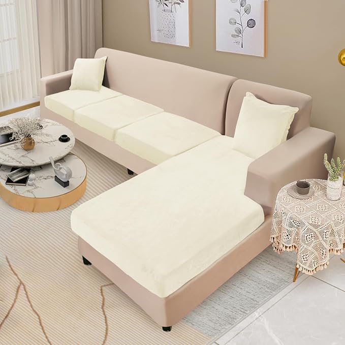 NAISI Sectional Couch Cover 4 Pieces Velvet Separate Couch Cushion Covers L - Image 2