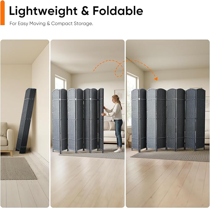 8-Panel Outdoor Privacy Screen, Folding Room Divider Made of Fade Resistant - Image 5
