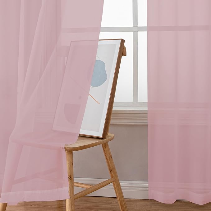 Chyhomenyc Sheer Curtains 72 Inch Length 2 Panels, Light Filtering Top Dual Rod - Image 9