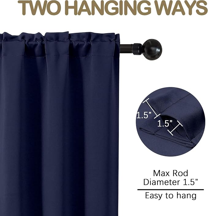 OVZME Navy Blue Blackout Curtains - Image 4