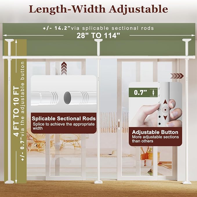 Goovilla Room Divider for Room Separation, Tension Curtain Rods No Drilling - Image 2