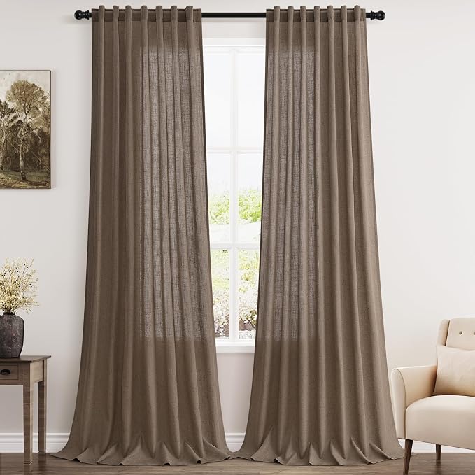 Extra Long Light Brown Curtains 2 Panels 102 Inches Long by Nanspring