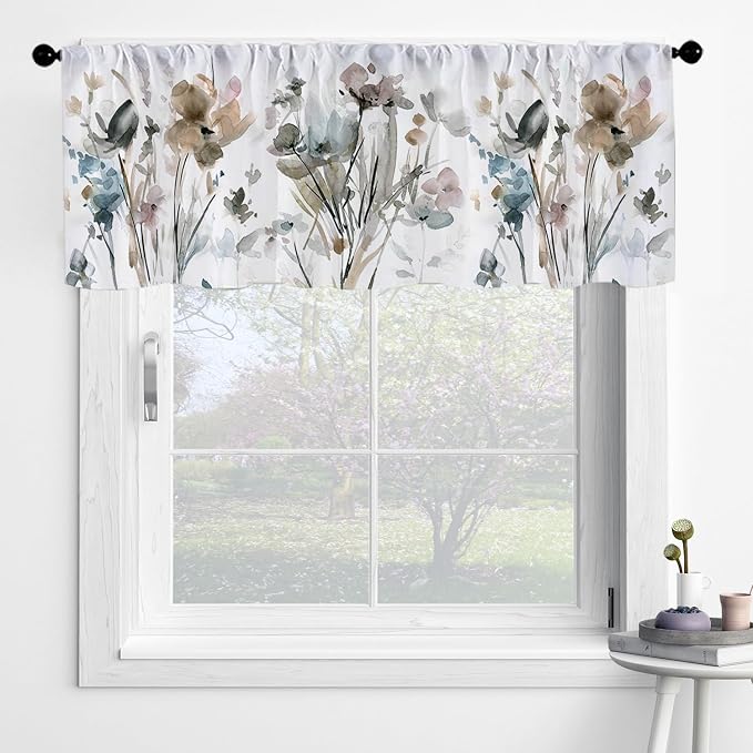 Farmhouse Kitchen Curtains Watercolor Flowers Design - Image 7