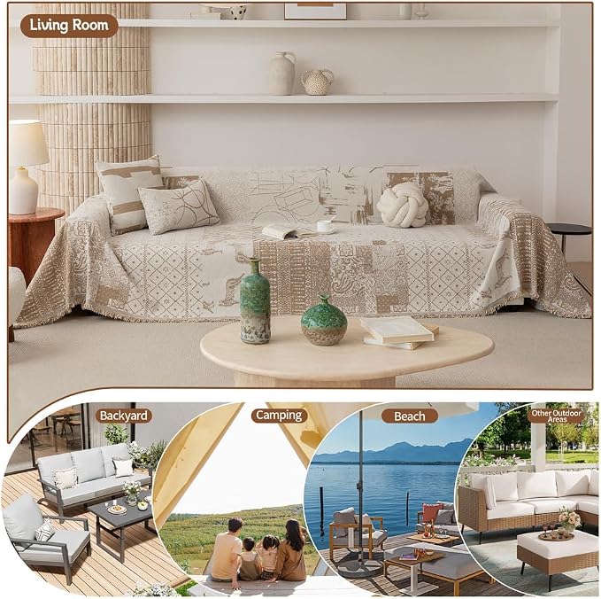 ROOMLIFE Boho Khaki Couch Covers - Image 6