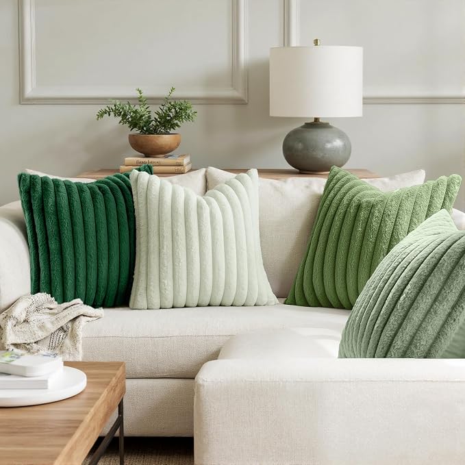 MIULEE Faux Fur Plush Decorative Throw Pillow Covers 18x18 Set of 4, Spring - Image 4