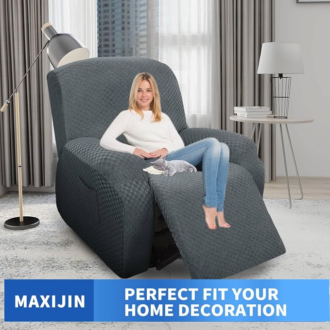 MAXIJIN Oversized Recliner Covers That Stay in Place 4 Pieces Stretch Large - Image 2