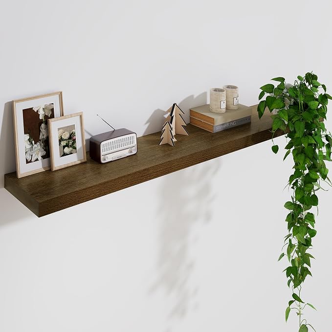 Solid Wood Floating Shelves For Wall, 48”W x 9”D x 1.56”H Large Wall Shelves by Marsmiles
